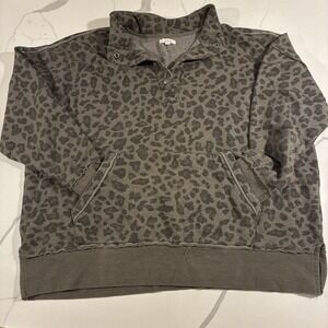 Maurices Animal Print Snap Button Fleece Sweatshirt